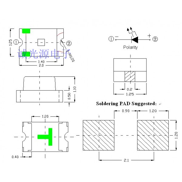 LED SMD 0805 Green 10 pieces SMDLED0805GREEN10X